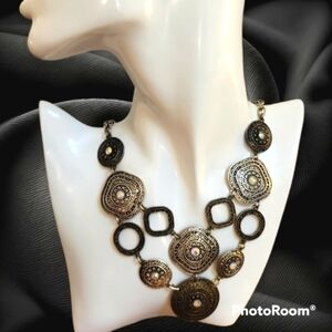 RUBY RD Warrior Armor Mixed Metal Geometric Cluster Bib Gasparilla Necklace